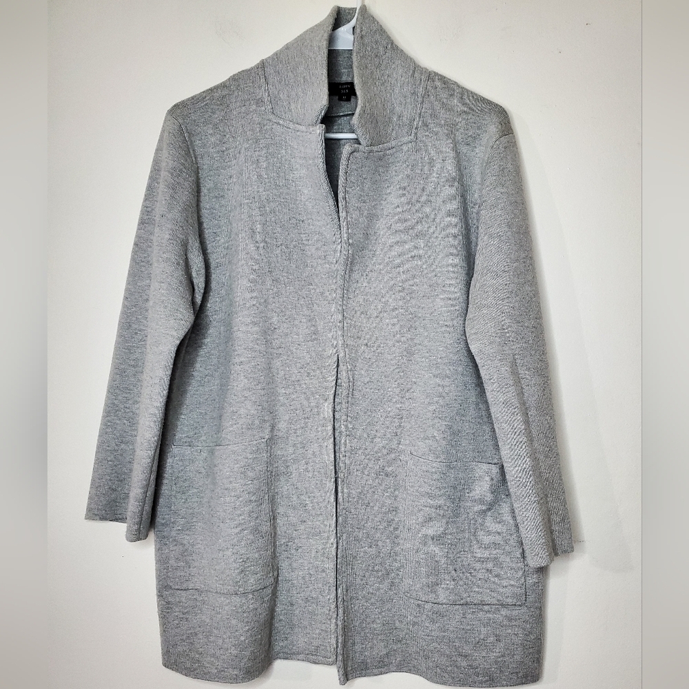Women's J. Crew 365 Grey Sweater Blazer Size Medium Minimalist Closet Staple